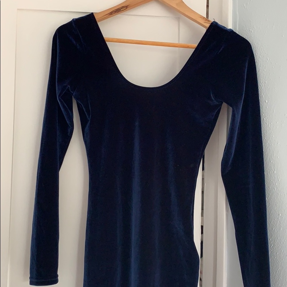 American Apparel blue velvet bodycon dress